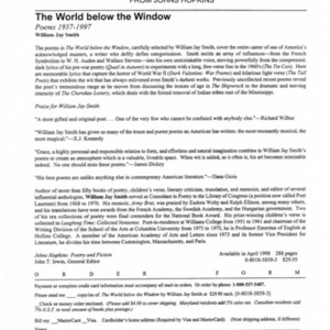 Prospectus for <em>The World Below the Window</em> by William Jay Smith