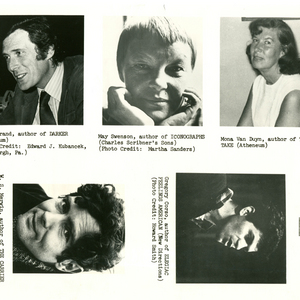 The nominees for the 1971 National Book Award for Poetry, Mark Strand, May Swenson, Mona Van Duyn, W.S. Merwin, and Gregory Corso.