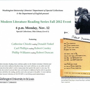 "The Modern Literature Reading Series Fall 2012 Event" 