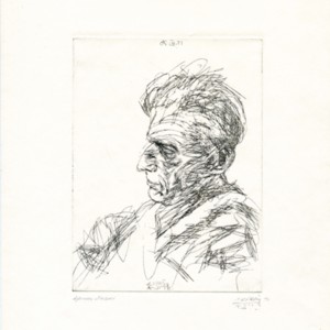 Etching of Samuel Beckett's profile by Avigdor Arikha