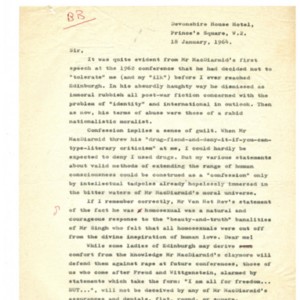 Typed letter [carbon] from Alexander Trocchi to William S. Burroughs, January 18, 1964