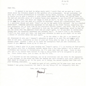 Typed letter, signed from Howard Nemerov to James Dickey, September 24, 1965