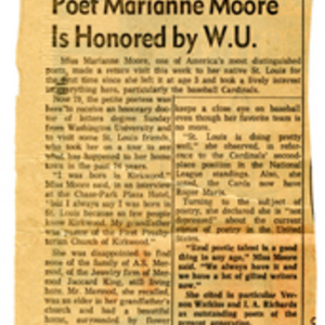 "Poet Marianne Moore Is Honored by W.U." 