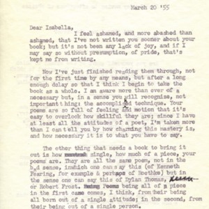Typed letter, signed from Maurice English to Isabella Gardner, March 20, 1955