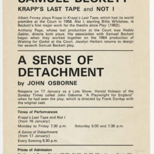 <em>Krapp's last</em> tape and&nbsp;<em>Not I&nbsp;</em>Advertising Flyer