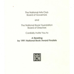 Invitation to a "A Reading by 1991 National Books Award Finalists"