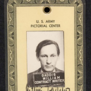 William Gaddis's United States Army Pictorial Center identification