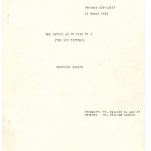 Shooting script of "The Battle at St. Vith Pt 1 The Big Picture" by William Gaddis