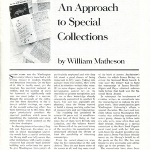 “An Approach to Special Collections” by William Matheson