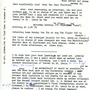 Typed letter, signed from Marianne Moore to Mona Van Duyn, May 27, 1967