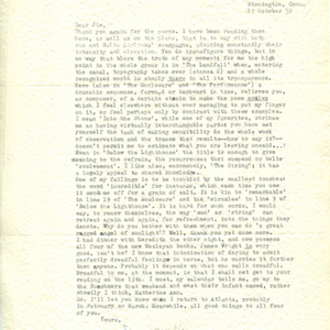 Typed letter, signed from James Merrill to James Dickey, October 12, 1959