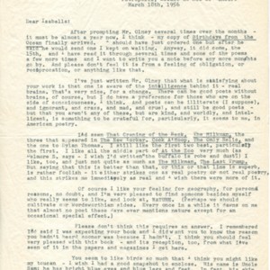 Typed letter, signed from Elizabeth Bishop to Isabella Gardner, March 18, 1956
