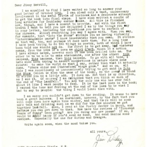Typed letter, signed from James Dickey to James Merrill, December 6, 1959