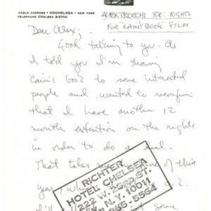 Autograph letter, signed from Daniel Richter to Alexander Trocchi, March 24, 1976