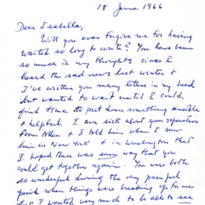 Autograph letter, signed from William Jay Smith to Isabella Gardner, June 18, 1966