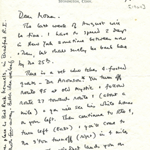 Autograph letter, signed from James Merrill to Mona Van Duyn, August 5, 1964