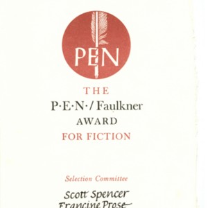 Nomination certificate for the PEN/Faulkner Award for Fiction for <em>Van Gogh's Room at Arles</em> by Stanley Elkin