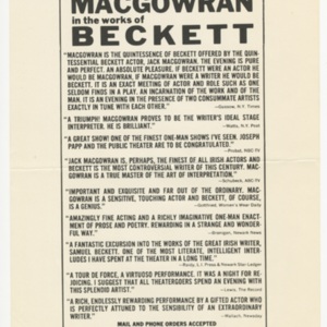 <em>Jack MacGowran in the works of Samuel Beckett </em>advertisement
