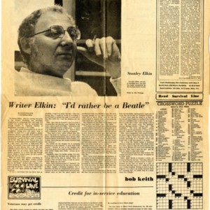 "Writer Elkin: 'I'd rather be a Beatle'" by Dave Helland from <em>The Daily Iowan</em>, April 3, 1974
