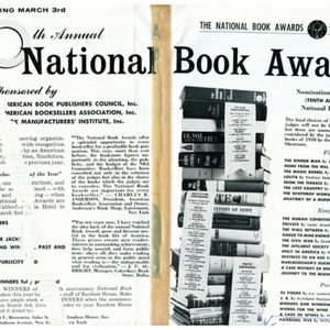Clipping featuring the 1959 National Book Award nominations including May Swenson for <em>A Cage of Spines</em>.