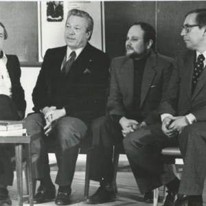 Andrei Voznesensky and William Jay Smith at the School of Journalism at Moscow State University