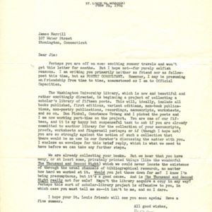 Mona Van Duyn letter to James Merrill<br />
